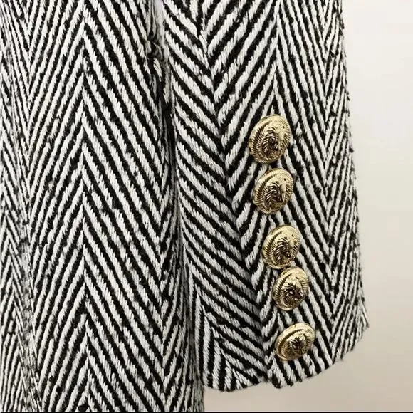 Double breasted striped wool coat - Picture 3 of 10